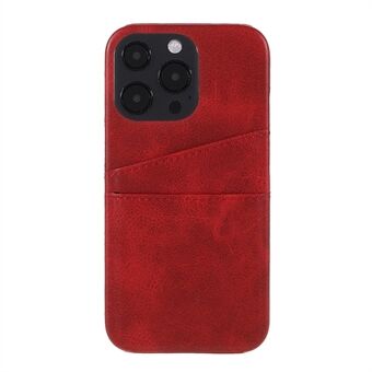 Täysin suojaavat kaksinkertaiset korttipaikat PU-nahalla päällystetty PC-kuori iPhone 13 Pro - Red
