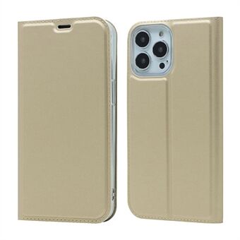 Monipuolinen suojaus Automaattisesti imeytyvä Fashion yksivärinen korttipaikka Iskunkestävä nahkainen puhelinkotelo Stand iPhone 13 Pro - kulta