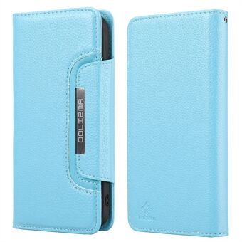 Irrotettava 2-in-1 Litchi Texture Wallet Stand Design -nahkakotelo TPU-puhelinkuorella iPhone 13 Pro - Blue