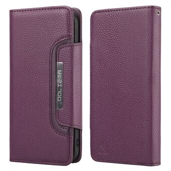 Irrotettava 2-in-1 Litchi Texture Wallet Stand Design -nahkakotelo TPU-puhelinkuorella iPhone 13 Pro - Purple