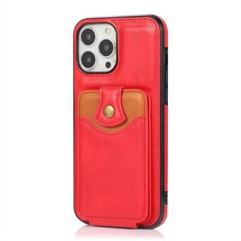 Classic herkkä nahka pystysuora Flip Card Pocket Design -puhelinkotelo jalustalla iPhone 13 Pro - Red