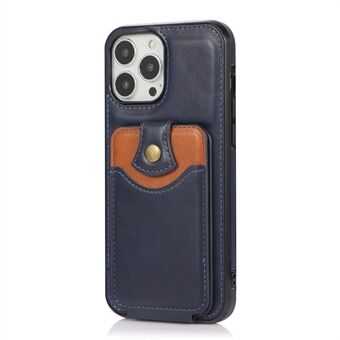 Classic herkkä nahka pystysuora Flip Card Pocket Design -puhelinkotelo jalustalla iPhone 13 Pro - Blue