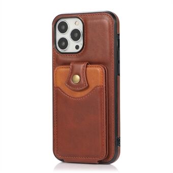 Classic herkkänahkainen pystysuuntainen Flip Card Pocket Design -puhelinkotelo jalustalla iPhone 13 Pro - ruskea