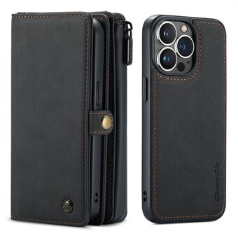 Stand 018 -sarjan Multi-Slot Design mattapintainen lompakkoteline, nahkainen 2-in-1 irrotettava puhelimen suojakuori iPhone 13 Pro - Black
