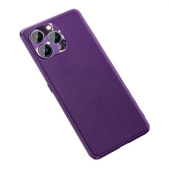 FUKELAI Iskunvaimennettu teksturoitu PU-nahkapäällysteinen TPU-puhelimen kotelo metallilla linssisuojalla iPhone 13 Pro 6,1 tuumalle