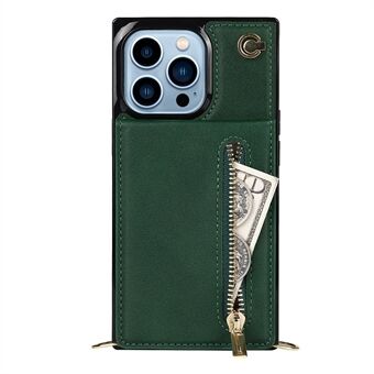 PU-nahasta seisova puhelinkotelo Hyvin suojattu Classic vetoketjullinen lompakkopussi olkahihnalla iPhone 13 Pro 6,1 tuumaa