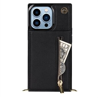 PU-nahasta seisova puhelinkotelo Hyvin suojattu Classic vetoketjullinen lompakkopussi olkahihnalla iPhone 13 Pro 6,1 tuumaa