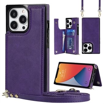 Automaattisesti imeytyvä iskunkestävä puhelinkotelo Kickstand RFID-esto varkaudenesto pyyhkäisevä suojakuori iPhone 13 Pro - Purple