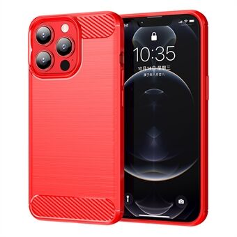 1,8 mm:n hiilikuituharjattu rakenne, joustava TPU-pudotuksen estävä puhelimen takakuori iPhone 13 Pro - Red