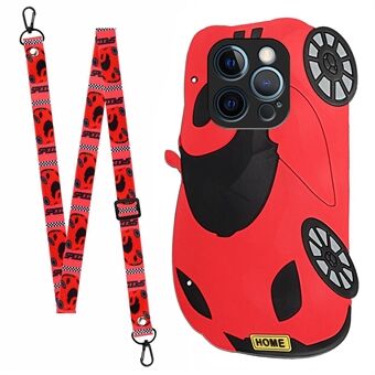 TPU Phone Cover for iPhone 13 Pro 6.1 inch, with Special-Shaped Silicone Outer Patch + Long Lanyard