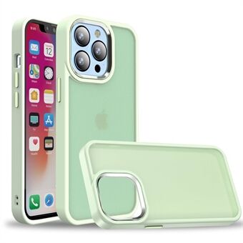 For Apple iPhone 13 Pro 6.1 inch Skin-touch Feeling Metal Buttons+Lens Frame Shell Matte Anti-fingerprint Soft TPU Hard PC Phone Case