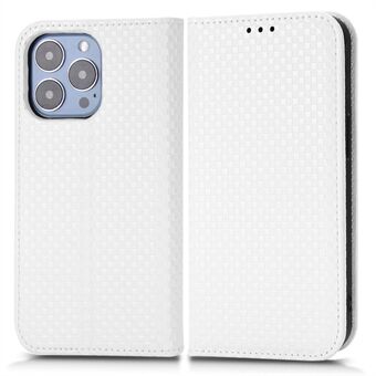 IPhone 13 Pro 6,1 tuuman Grid Texture PU-nahkainen Stand Magneettinen automaattisesti imeytyvä matkapuhelimen lompakon suoja