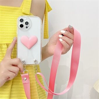 JSM iPhone 13 Pro 6,1 tuuman 3D-sydämen muotoinen sisustuspuhelinkotelo Pudotuksenkestävä pehmeä TPU-suojus olkahihnalla