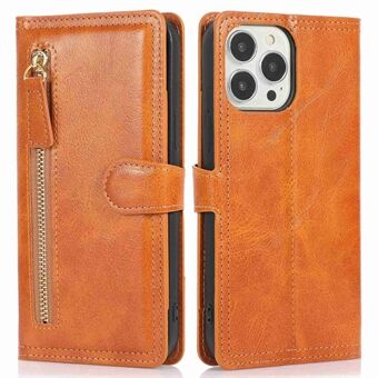 Vetoketjullinen taskupuhelinsuoja iPhone 13 Pro 6,1 tuumalle, Täyssuoja PU-nahkainen puhelimen Flip Wallet Case Stand