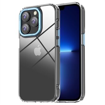 AHASTYLE PC06-B iPhone 13 Pro 6,1 tuuman kristallinkirkas puhelinkotelo Kova PC Pehmeä TPU putoamisen estävä puhelimen suojus sinkkiseoksesta kamerakehyksellä