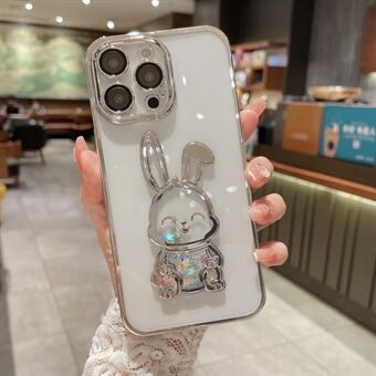 IPhone 13 Pro 6,1 tuuman Quicksand Cute Rabbit TPU Cover Galvanoitu läpinäkyvä puhelinkotelo karkaistu lasilinssikalvolla