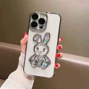 IPhone 13 Pro 6,1 tuuman Lovely Quicksand Rabbit Design -takakotelo Putoamisenkestävä galvanoitu TPU-suojus karkaistulla lasilla linssikalvolla