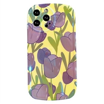 IPhone 13 Pro 6,1 tuuman matkapuhelimen takakansi Blu-ray IMD Purple Tulip Pattern Decor Pehmeä TPU-kotelo