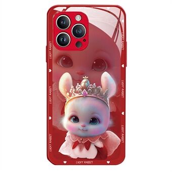 IPhone 13 Pro 6,1 tuuman puhelinkuorelle karkaistu lasi TPU haalistumista estävä Princess Rabbit Pattern -tulostus Puhelinsuoja Takakuori