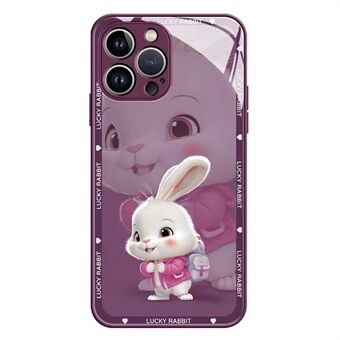 IPhone 13 Pro 6,1 tuuman takki Reppu Rabbit Pattern karkaistu lasi + TPU-puhelinkotelo suojaava matkapuhelimen takakansi