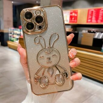 IPhone 13 Pro 6,1 tuuman Glitter Cute Rabbit TPU Cover Galvanoitu pudotuksenkestävä puhelinkotelo linssikalvolla