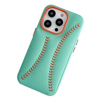 Pudotusta estävä puhelinkotelo iPhone 13 Pro 6,1 tuuman baseball-kuvioinen kirjonta PU-nahkapäällysteinen PC-suojus