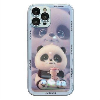 Putoamista estävä suojus iPhone 13 Pro Milk Tea Panda kuviotulostus karkaistu lasi + TPU puhelinkotelo linssikalvolla