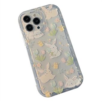 IPhone 13 Pro 6,1 tuuman Cartoon Rabbit Flower Pattern TPU -kuori läpinäkyvä puhelinkotelo