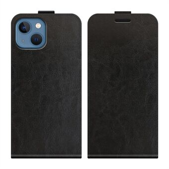 Crazy Horse Texture Pystysuuntainen Flip PU-nahkainen puhelinkotelo korttipaikalla iPhone 13 minille - Black