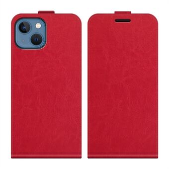 Crazy Horse Texture Pystysuuntainen Flip PU-nahkainen puhelinkotelo korttipaikalla iPhone 13 minille - Red