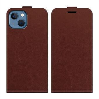 Crazy Horse Texture Pystysuuntainen Flip PU-nahkainen puhelinkotelo korttipaikalla iPhone 13 minille - Brown