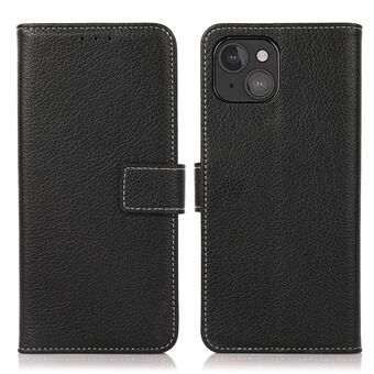 Pudotusta estävä Litchi Texture -nahkainen lompakon suojakuori iPhone 13 mini - Black