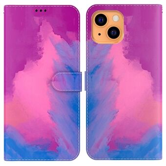 Tyylikäs akvarellikuvioinen PU-nahkainen lompakkojalusta, jossa on magneettinen suojakotelo iPhone 13 Stand 5,4 tuumaa
