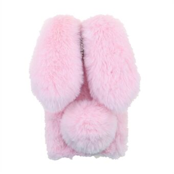 Bling tekojalokivi Decor 3D Bunny Ears Pehmeä Furry TPU Puskurin Suojakuori iPhone 13 mini - Pink