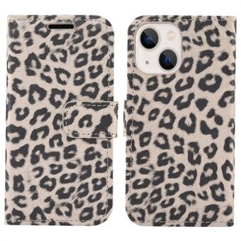 Leopard Texture Stand Design PU-nahkainen puhelimen suojakuori iPhone 13 minille 5,4 tuumaa