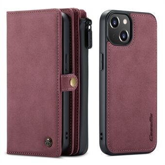 Stand 018 -sarjan mattapintainen monipaikkainen nahkainen lompakkoteline 2-in-1 irrotettava matkapuhelimen suojakuori iPhone 13 minille - Wine Red
