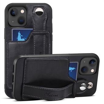 SUTENI Card Slot Design PU-nahka + TPU-hybridikotelo Selkäsuoja puhelimen kuori säädettävällä käsihihnalla jalustalla iPhone 13 minille 5,4 tuumaa