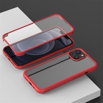 Kova kaksipuolinen karkaistu lasi puhelinkuori Täysin suojattu puhelimen suojus TPU Edge iPhone 13 mini - Red
