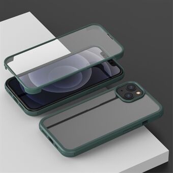 Kova kaksipuolinen puhelimen kuori karkaistua lasia Täyssuojattu puhelimen kuori TPU- Edge iPhone 13 minille - Vihreä