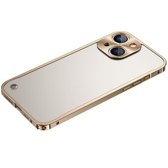 Putoamista estävä karkaistu lasi + metallihybridikuori Matta matkapuhelimen kuori iPhone 13 minille - kulta