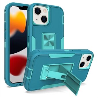 For iPhone 13 mini 5.4 inch Back Shell, Bump Proof PC + TPU Hybrid Phone Cover with Integrated Kickstand Car Mount Metal Sheet Case