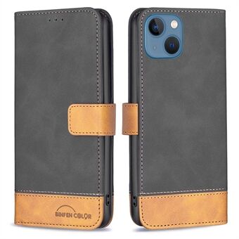 BINFEN COLOR BF Leather Case Series-7 Style 11 PU Leather Shell for iPhone 13 mini 5.4 inch, Anti-Drop Color Splicing Leather Design Wallet Stand Phone Case Accessory