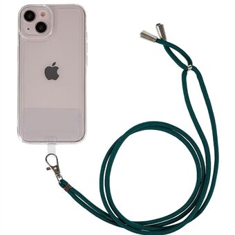 For iPhone 13 mini 5.4 inch Transparent TPU Phone Back Case Shockproof Cover with Detachable Lanyard