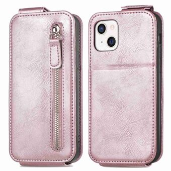 Outer Zipper Wallet Phone Cover for iPhone 13 mini 5.4 inch, Vertical Flip Anti-scratch PU Leather Viewing Stand Case