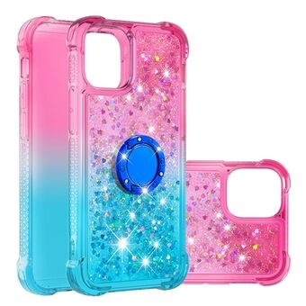 Glitter Liquid Gradient Quicksand Series Bling Sparkle Soft TPU-suojakuori Ring iPhone 13 Pro Max 6,7 tuumalle