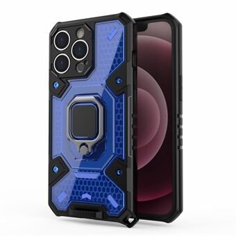 Hyvin suojattu PC + TPU Hybrid Case Magneettinen Ring Kickstand Suoja iPhone 13 Pro Max 6,7 tuumalle