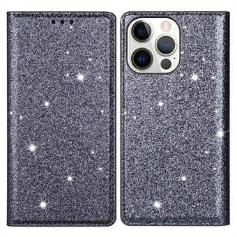 Ultraohut Glitter Powder PU-nahkainen Stand kotelo iPhone 13 Pro Max 6,7 tuumalle