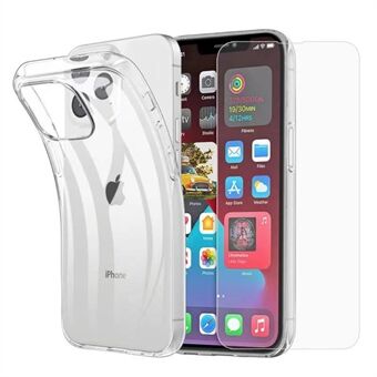 Läpinäkyvä TPU-kotelo + karkaistu lasi näytönsuoja iPhone 13 Pro Max 6,7 tuumalle