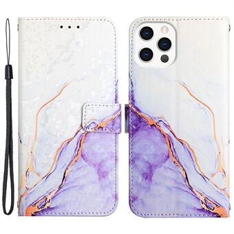 For iPhone 13 Pro Max 6.7 inch YB Pattern Printing Leather Series-5 Supporting Wireless Charging PU Leather Cover Marble Pattern Wallet Stand Case