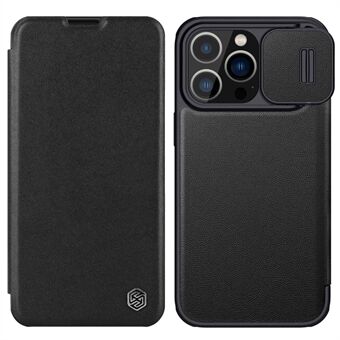 NILLKIN Qin Pro -sarja iPhone 13 Pro Max 6,7 tuuman puhelinkuorelle, korttikotelo Design Kangastekstuuri nahka PC+TPU-puhelimen kuori kamerakuorella - musta